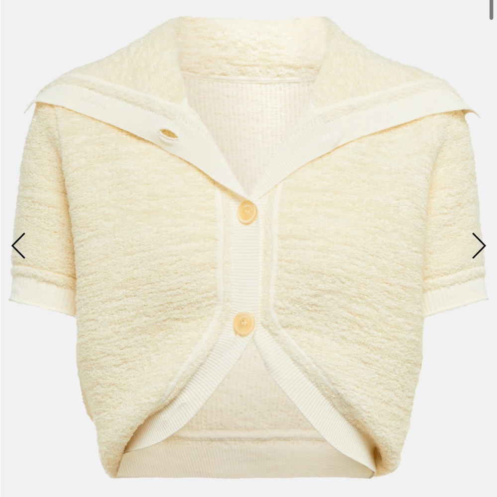 Jacquemus Cream Short-Sleeve Textured Knit Cardigan